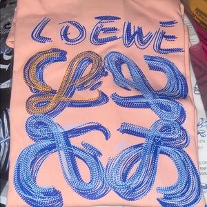 Loewe Peach Tee with Blue & Yellow Graphic Logo